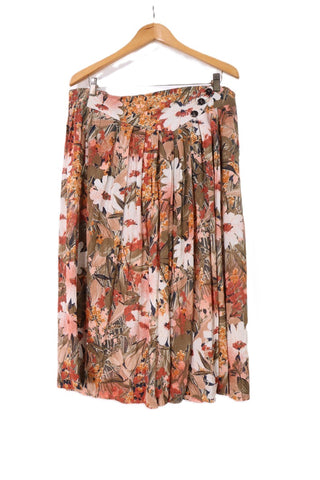 חצאית וינטיג פרחונית צבעי שלכת- XL-XXL