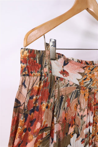חצאית וינטיג פרחונית צבעי שלכת- XL-XXL