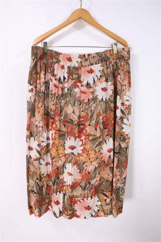 חצאית וינטיג פרחונית צבעי שלכת- XL-XXL