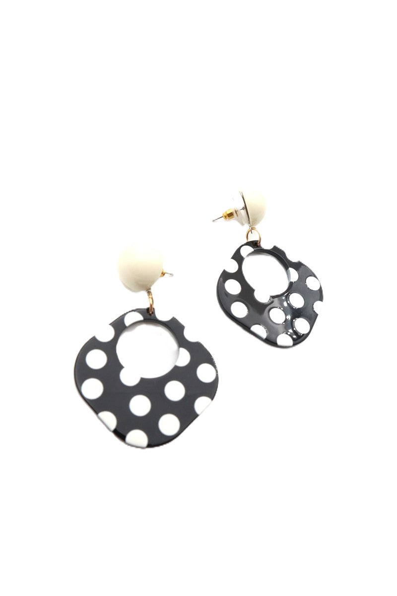 עגילים מנוקדים בשחור ולבן חדשים - OS