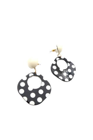 עגילים מנוקדים בשחור ולבן חדשים - OS