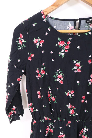 שמלה פרחונית בשחור- XS-S