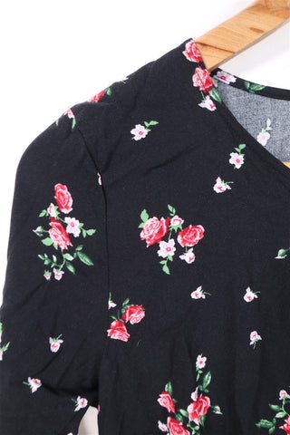 שמלה פרחונית בשחור- XS-S