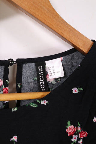 שמלה פרחונית בשחור- XS-S