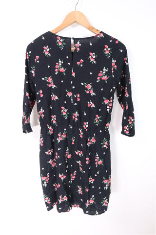שמלה פרחונית בשחור- XS-S
