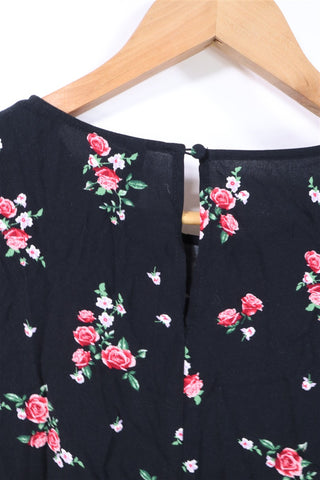 שמלה פרחונית בשחור- XS-S