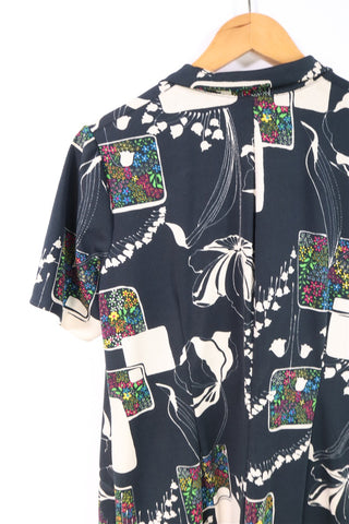 שמלת וינטיג פרינט צבעוני בשחור- L