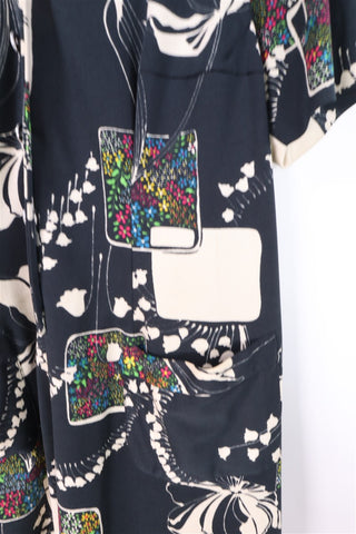 שמלת וינטיג פרינט צבעוני בשחור- L