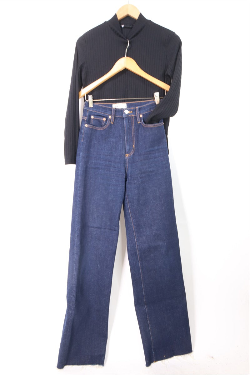 גינס ZARA מתרחב בכחול כהה- XS