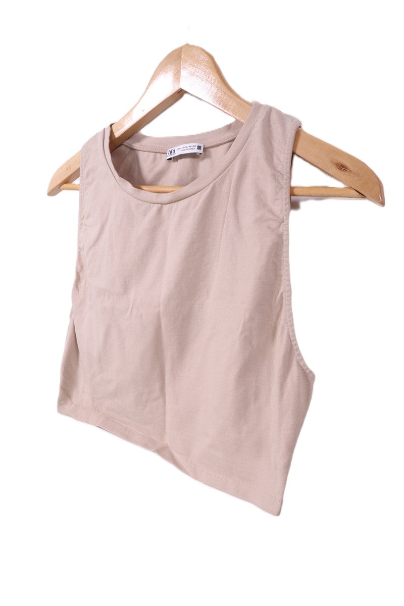 חולצת גופיה ZARA קרופ בניוד- L-XL