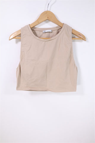 חולצת גופיה ZARA קרופ בניוד- L-XL