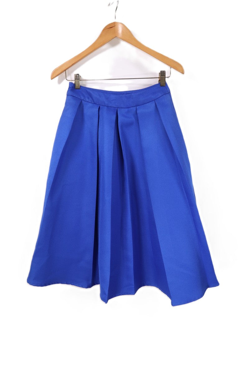 חצאית וינטיג  קפלים בכחול עז- XS