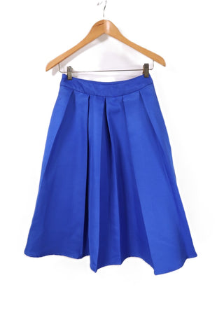 חצאית וינטיג  קפלים בכחול עז- XS