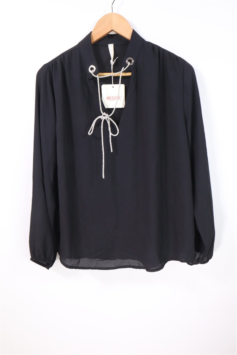 חולצה אלגנטית חדשה בשחור- L