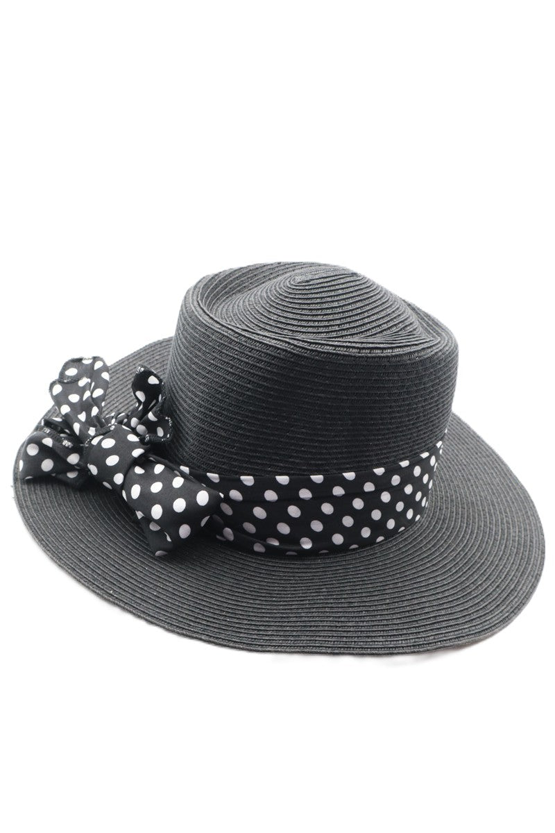 כובע קש מנוקד עם סרט- OS