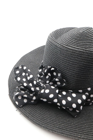 כובע קש מנוקד עם סרט- OS