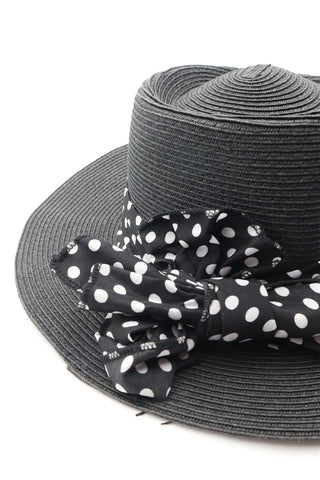 כובע קש מנוקד עם סרט- OS