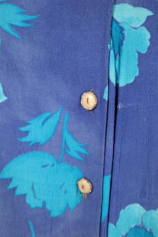 שמלת חלוק וינטיג פרחונית בכחול וסגול  - L