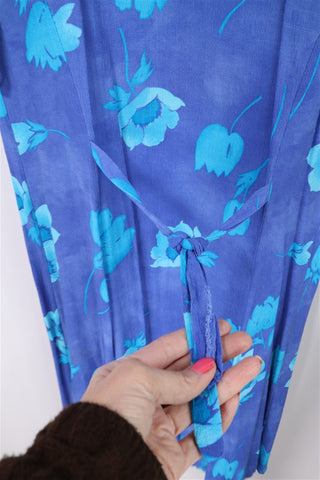 שמלת חלוק וינטיג פרחונית בכחול וסגול  - L