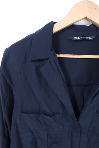 חולצה ZARA מכופתרת בשחור-L-XL