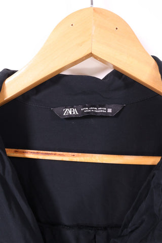 חולצה ZARA מכופתרת בשחור-L-XL