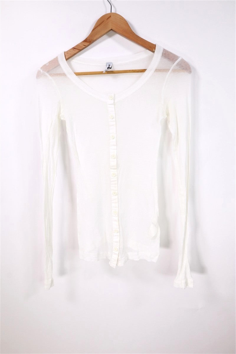 חולצת בייסיק כפתורים שמנת- XS-M