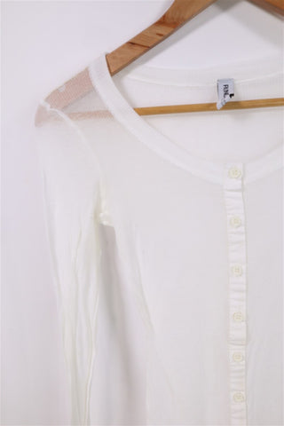 חולצת בייסיק כפתורים שמנת- XS-M