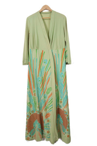 שמלת וינטיג טווסים בירוק טורקיז - M-L