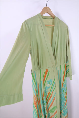 שמלת וינטיג טווסים בירוק טורקיז - M-L