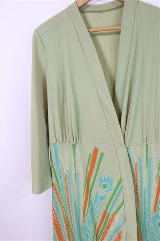 שמלת וינטיג טווסים בירוק טורקיז - M-L