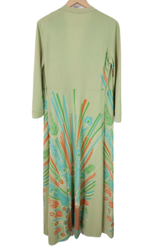 שמלת וינטיג טווסים בירוק טורקיז - M-L