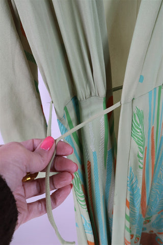 שמלת וינטיג טווסים בירוק טורקיז - M-L