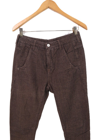 מכנסיים באגי מעוצבים בחום טוויד- S