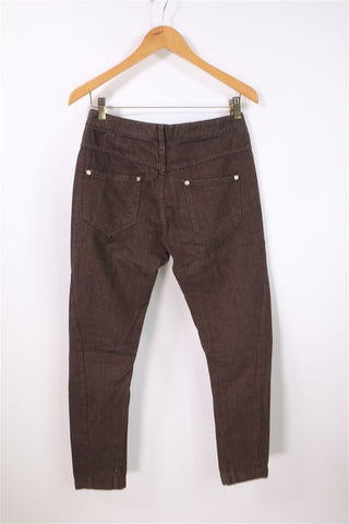 מכנסיים באגי מעוצבים בחום טוויד- S