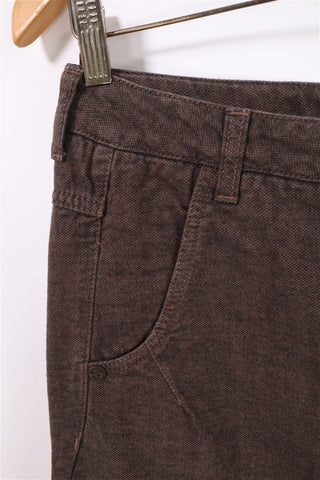 מכנסיים באגי מעוצבים בחום טוויד- S