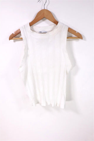 חולצת גופיה  ZARA סטרצית בלבן - L