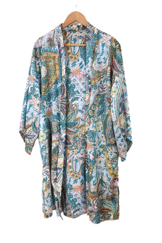 עליונית קימונו פרחוני בתכלת- OS