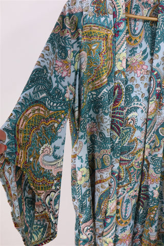 עליונית קימונו פרחוני בתכלת- OS