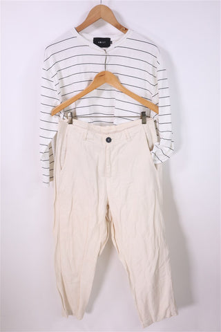 מכנסי בד ZARA בשמנת - M-L