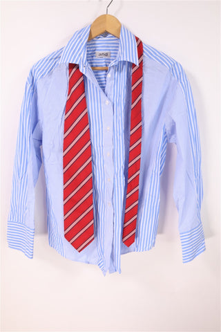 חולצת פסים אוברסייז בלבן וכחול -S-M