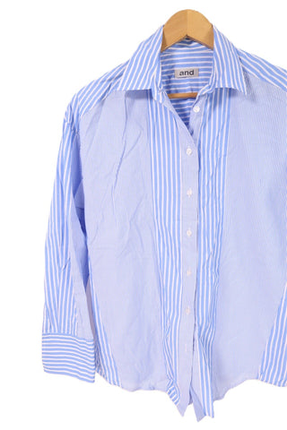 חולצת פסים אוברסייז בלבן וכחול -S-M