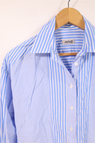 חולצת פסים אוברסייז בלבן וכחול -S-M