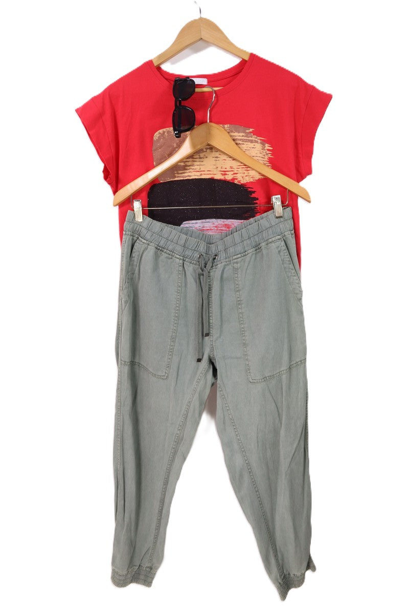 מכנסי בד ZARA בחאקי - L