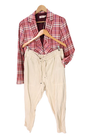 מכנסי בד ZARA שמנת קרם- L