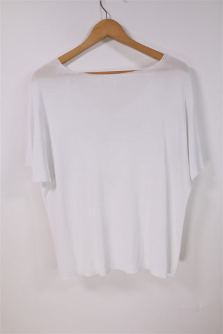 חולצת סריג נשפכת בלבן וכסף- L-XL