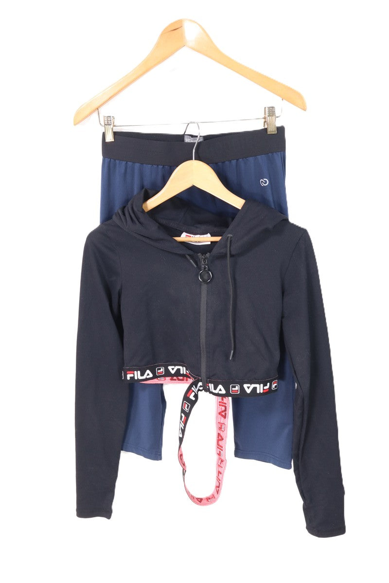 חולצת קפוצון  ספורטיבית קרופ  FILA בשחור- S