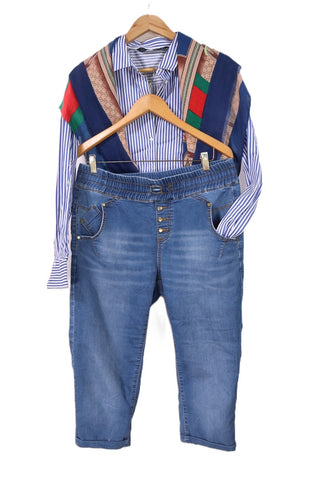 מכנסי בד גינס  באגי BIANCO כחול 7/8-L-XL