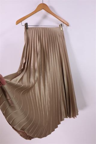 חצאית פליסה ZARA סטן זהובה- XS