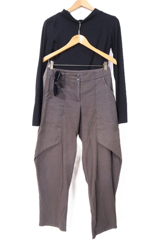 מכנסי בד RINA ZIN מעוצבים בחום-S