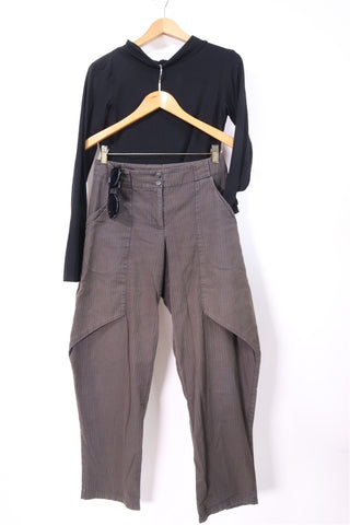 מכנסי בד RINA ZIN מעוצבים בחום-S